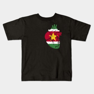 Suriname Flag, Anatomical Heart Design Kids T-Shirt